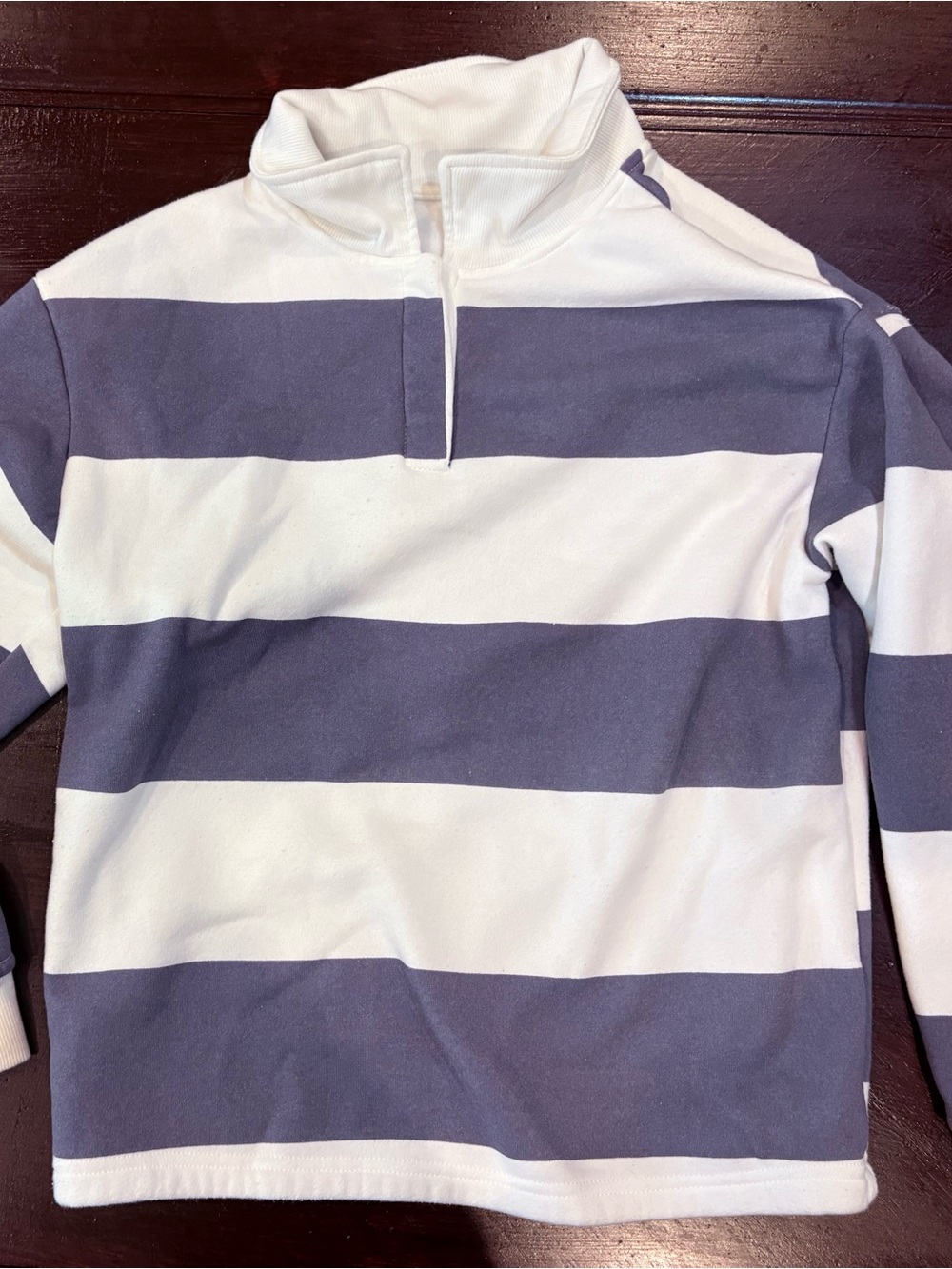 Striped Half-Zip Button Down Shirt - White & Blue